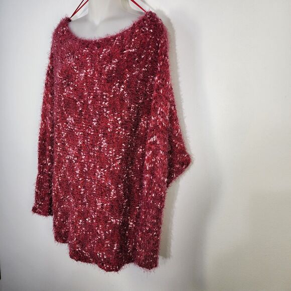 Maurices Sweater Womens Size XL Red Off The Shoulder Relaxed Textured Eyelash - Picture 5 of 14